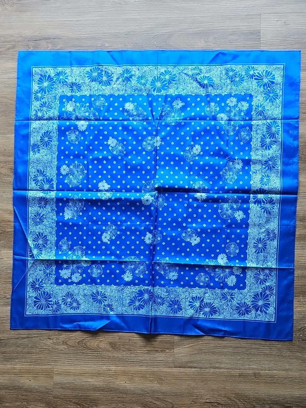 Blue Floral Silk Scarf